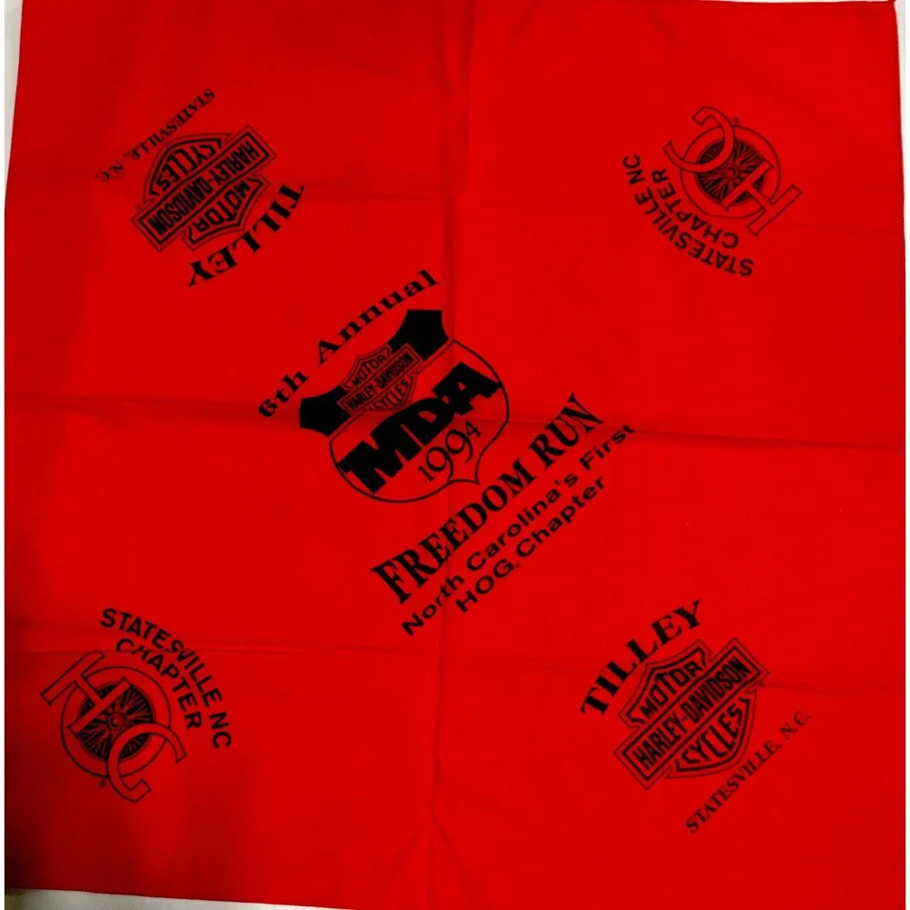 Vintage Harley Davidson Motorcycle Scarf 1994 MDA freedom Run North Carolina